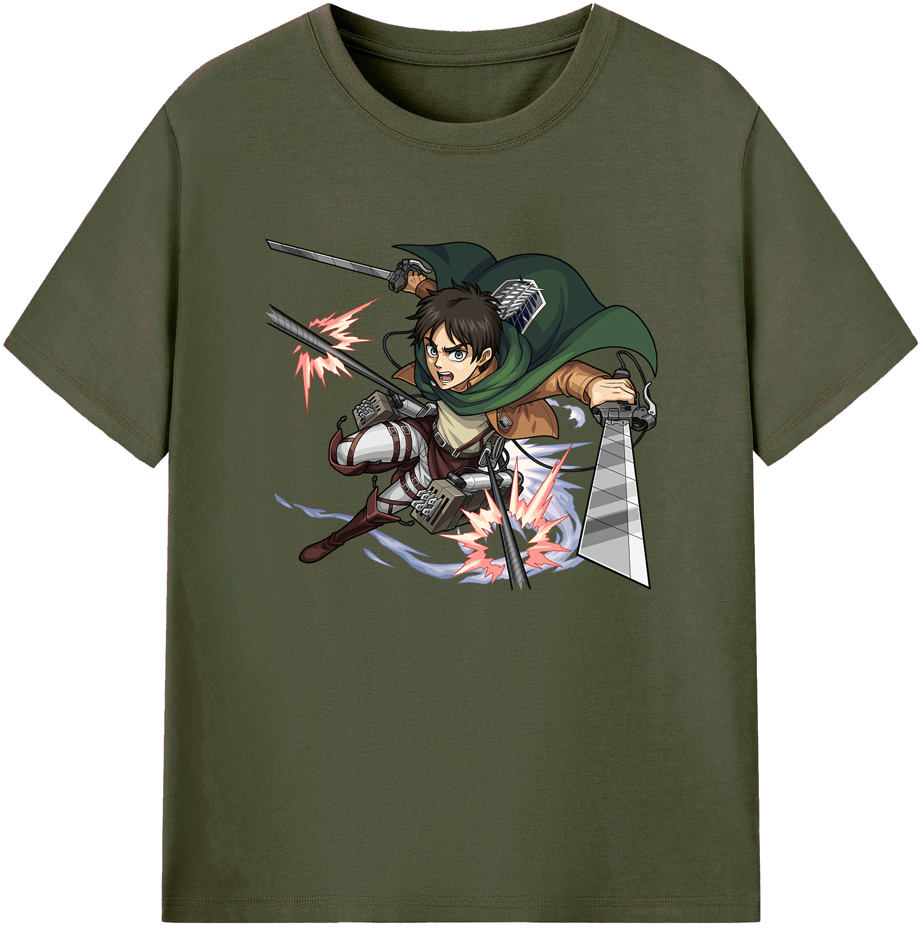 （画像用） 進撃の巨人 エレン･イェーガー Attack on Titan Eren Jäger 綿100％ メンズ半袖Tシャツ｜肌触りやわらか＆通気性